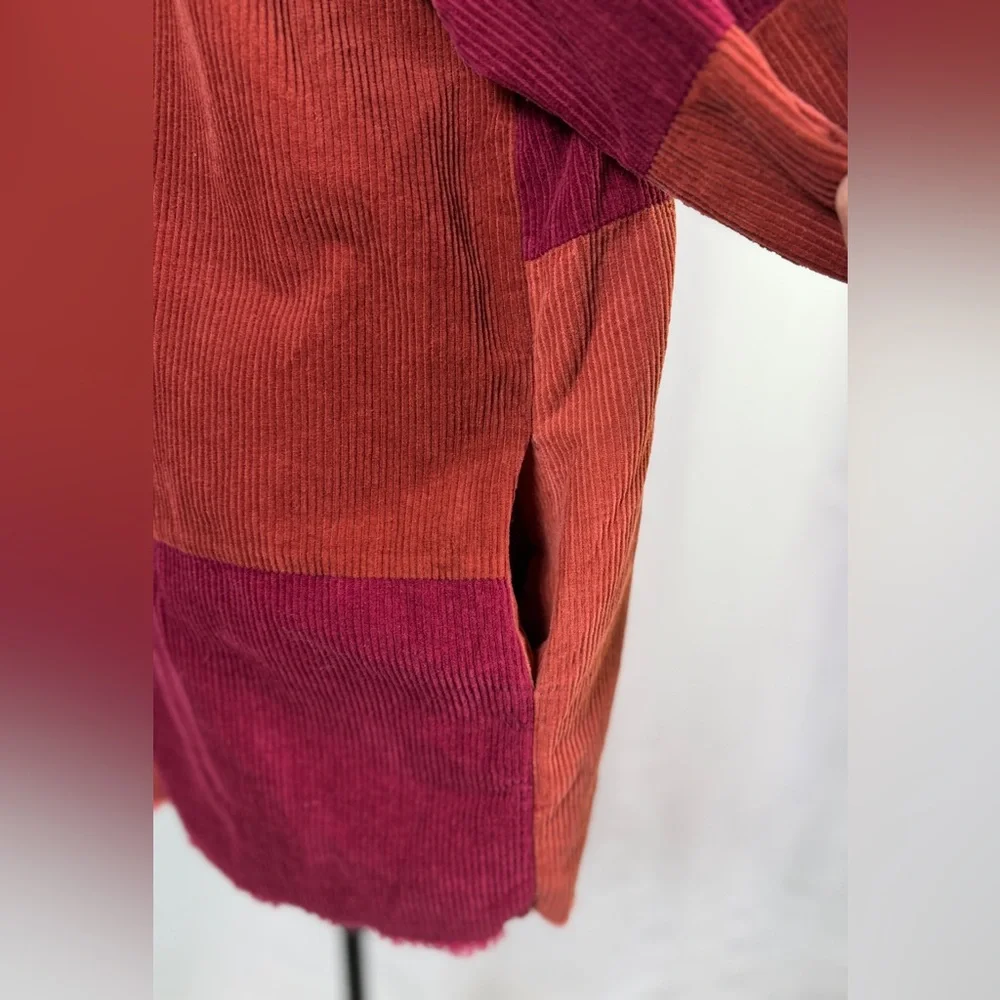 Oli & Hali Raw Edge Oversized Button Down Pocketed Corduroy Shacket Size M - Picture 8 of 14